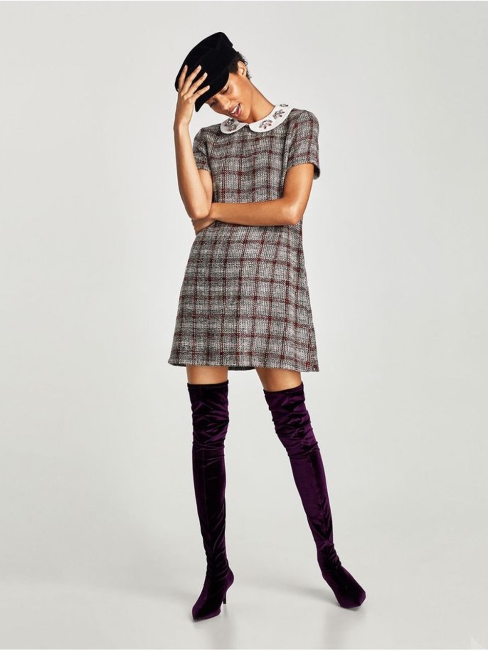 Zara Tweed Plaid Mini Dress